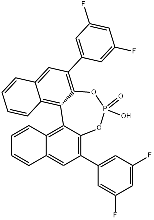 (R)-3,3'-Bis(3,5-difluorophenyl)-1,1'-binapthyl-2,2'-diyl hydrogenphosphate 结构式