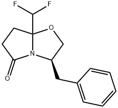 (3R)-3-Benzyl-7a-(difluoroMethyl)tetrahydropyrrolo[2,1-b]oxa-zol-5(6H)-one 结构式