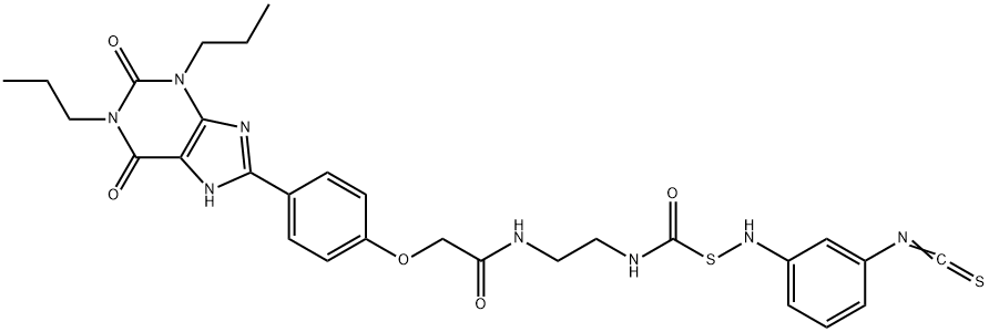 1,3-dipropyl-8-(isothiocyanatophenyl(aminothiocarbonyl-(2-aminoethylaminocarbonyl-(4-methyloxy(phenyl)))))xanthine 结构式