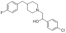 rac-(R*)-α-(4-クロロフェニル)-4-(4-フルオロベンジル)-1-ピペリジンエタノール 化学構造式