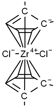 Bis-(1,2-dimethylcyclopentadienyl)-zirconium dichloride Structure