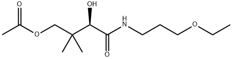 (2R)-4-アセトキシ-N-(3-エトキシプロピル)-2-ヒドロキシ-3,3-ジメチルブタンアミド 化学構造式
