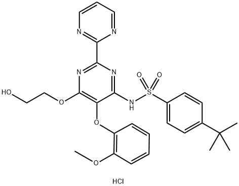 4-tert-butyl-N-(6-(2-hydroxyethoxy)-5-(2-Methoxyphenoxy)-2,2'-bipyriMidin-4-yl)benzenesulfonaMide hydrate 结构式