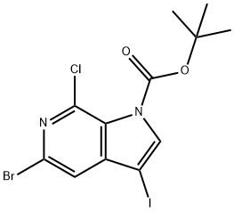 5-溴-7-氯-3-碘-1H-吡咯并[2,3-C]吡啶-1-羧酸叔丁酯,1198096-54-6,结构式