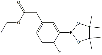2-フルオロ-5-(エトキシカルボニルメチル)フェニルボロン酸ピナコールエステル 化学構造式