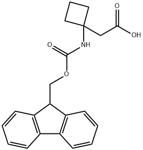 2-(1-((((9H-Fluoren-9-yl)methoxy)carbonyl)amino)cyclobutyl)acetic acid Struktur