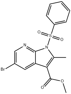 1H-Pyrrolo[2,3-b]pyridine-3-carboxylic acid, 5-broMo-2-Methyl-1-(phenylsulfonyl)-, Methyl ester Structure