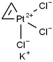 トリクロロ(エチレン)白金(II)酸カリウム一水和物 化学構造式