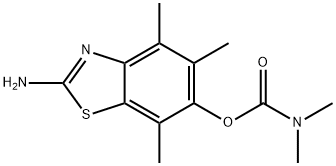 Carbamic  acid,  dimethyl-,  2-amino-4,5,7-trimethyl-6-benzothiazolyl  ester  (9CI) Structure