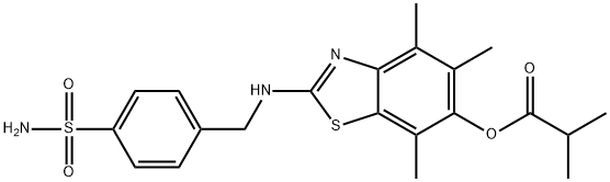 Propanoic  acid,  2-methyl-,  2-[[[4-(aminosulfonyl)phenyl]methyl]amino]-4,5,7-trimethyl-6-benzothiazolyl  ester 结构式