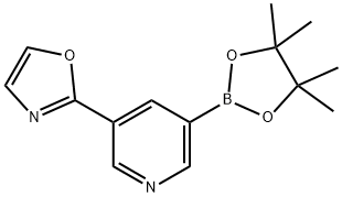 2-(5-(4,4,5,5-四甲基-1,3,2-二氧杂环戊硼烷-2-基)吡啶-3-基)恶唑,1201644-46-3,结构式