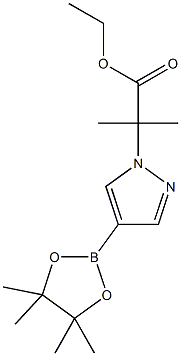 2-甲基-2-(4-(4,4,5,5-四甲基-1,3,2-二氧杂硼杂环戊烷-2-基)-1H-吡唑-1-基)丙酸乙酯, 1201657-32-0, 结构式