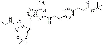 4-[2-[[6-Amino-9-[N-ethyl-2,3-O-(1-methylethylidene)--D-ribofuranuronamidosyl]-9H-purin-2-yl]amino]ethyl]benzenepropanoic Acid 1,1-Dimethylethyl Ester 结构式