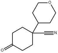 4-OXO-1-(TETRAHYDRO-2H-PYRAN-4-YL)-CYCLOHEXANECARBONITRILE 化学構造式