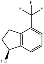 (1S)-4-(Trifluoromethyl)indan-1-ol, (1S)-2,3-Dihydro-4-(trifluoromethyl)-1H-inden-1-ol, (1S)-2,3-Dihydro-1-hydroxy-4-(trifluoromethyl)-1H-indene 化学構造式