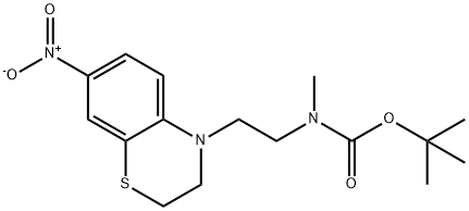 tert-butyl Methyl(2-(7-nitro-2,3-dihydrobenzo[b][1,4]thiazin-4-yl)ethyl)carbaMate,1202773-42-9,结构式