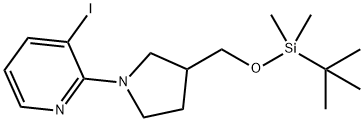 2-(3-((tert-Butyldimethylsilyloxy)methyl)-pyrrolidin-1-yl)-3-iodopyridine Struktur