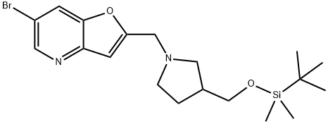 6-Bromo-2-((3-((tert-butyldimethylsilyloxy)methyl)pyrrolidin-1-yl)methyl)furo[3,2-b]pyridine Struktur