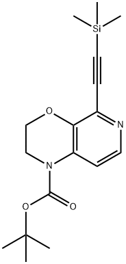 tert-Butyl 5-((trimethylsilyl)ethynyl)-2,3-dihydro1H-pyrido[3,4-b][1,4]oxazine-1-carboxylate Struktur