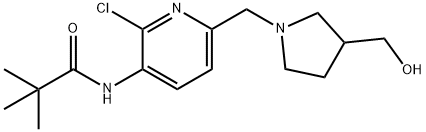 N-(2-Chloro-6-((3-(hydroxymethyl)pyrrolidin-1-yl)-methyl)pyridin-3-yl)pivalamide Struktur