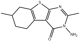 3-アミノ-2,7-ジメチル-5,6,7,8-テトラヒドロ-[1]ベンゾチエノ[2,3-D]ピリミジン-4(3H)-オン 化学構造式
