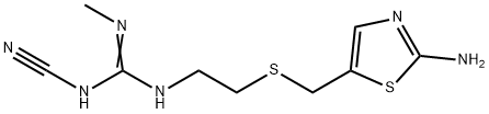 1-[2-[(2-amino-1,3-thiazol-5-yl)methylsulfanyl]ethyl]-3-cyano-2-methyl -guanidine Struktur