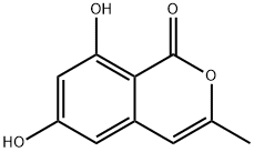 6,8-Dihydroxy-3-methyl-1H-2-benzopyran-1-one, 1204-37-1, 结构式