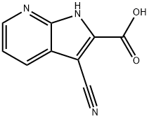 1H-Pyrrolo[2,3-b]pyridine-2-carboxylic acid, 3-cyano- Struktur