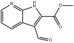 1H-Pyrrolo[2,3-b]pyridine-2-carboxylic acid, 3-forMyl-, Methyl ester Structure