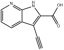 1H-Pyrrolo[2,3-b]pyridine-2-carboxylic acid, 3-ethynyl- 化学構造式