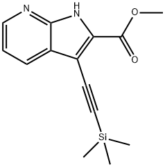 1H-Pyrrolo[2,3-b]pyridine-2-carboxylic acid, 3-[2-(triMethylsilyl)ethynyl]-, Methyl ester 结构式