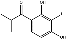 1-(2,4-Dihydroxy-3-iodophenyl)-2-methyl-1-propanone 化学構造式