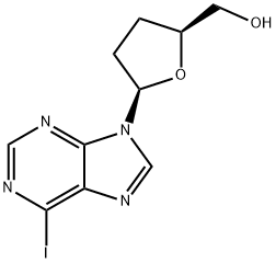 1,2,3-トリデオキシ-1-(6-ヨード-9H-プリン-9-イル)-β-D-リボフラノース 化学構造式