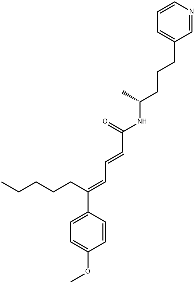 (2E,4E)-5-(4-methoxyphenyl)-N-[(2R)-5-pyridin-3-ylpentan-2-yl]deca-2,4 -dienamide Structure