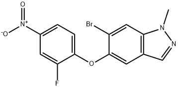 6-溴-5-(2-氟-4-硝基苯氧基)-1-甲基-1H-吲唑,1206800-24-9,结构式