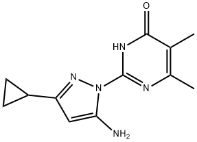 2-(5-Amino-3-cyclopropyl-1H-pyrazol-1-yl)-5,6-dimethylpyrimidin-4(3H)-one Structure