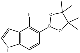 4-フルオロ-5-(4,4,5,5-テトラメチル-1,3,2-ジオキサボロラン-2-イル)-1H-インドール 化学構造式