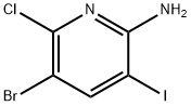 5-ブロモ-6-クロロ-3-ヨードピリジン-2-アミン 化学構造式