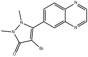 4-溴-1,2-二氢-1,2-二甲基-5-(6-喹喔啉基)-3H-吡唑-3-酮 结构式