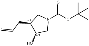 (3R,4S)-tert-butyl 3-allyl-4-hydroxypyrrolidine-1-carboxylate 化学構造式