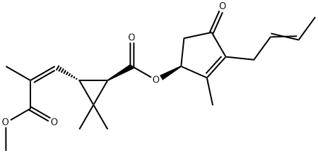 (1R,3R)-3-[(E)-3-メトキシ-2-メチル-3-オキソ-1-プロペニル]-2,2-ジメチルシクロプロパンカルボン酸(S)-3-[(Z)-2-ブテニル]-2-メチル-4-オキソ-2-シクロペンテン-1-イル 化学構造式