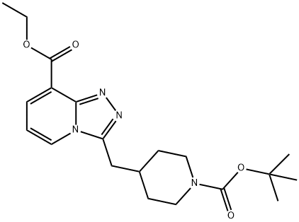 tert-Butyl 4-{[8-(ethoxycarbonyl)-[1,2,4]triazolo-[4,3-a]pyridin-3-yl]methyl}piperidine-1-carboxy Struktur