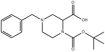 4-Benzyl-1-(tert-butoxycarbonyl)piperazine-2-carboxylic acid Structure