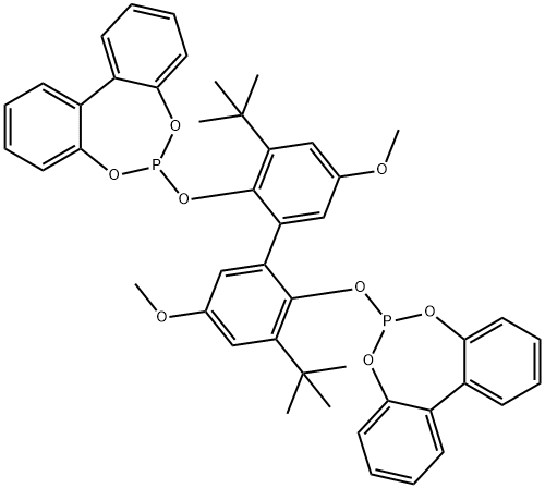 6,6'-[(3,3'-Di-t-butyl-5,5'-dimethoxy-1,1'-biphenyl-2,2'-diyl)bis(oxy)]bis(dibenzo[d,f][1,3,2]dioxaphosphepin)hemiethylacetateadduct Structure