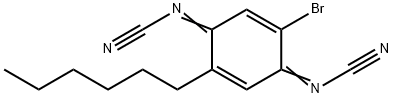 (2-Bromo-5-hexyl-2,5-cyclohexadiene-1,4-diylidene)bis-cyanamide, 121720-53-4, 结构式