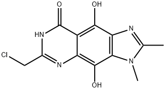8H-Imidazo[4,5-g]quinazolin-8-one,  6-(chloromethyl)-3,5-dihydro-4,9-dihydroxy-2,3-dimethyl-  (9CI) 化学構造式