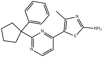 4-Methyl-5-(2-(1-phenylcyclopentyl)-pyrimidin-4-yl)thiazol-2-amine Structure