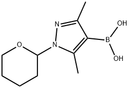 3,5-Dimethyl-1-(tetrahydro-2H-pyran-2-yl)-1H-pyrazol-4-ylboronic acid Struktur