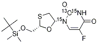 cis-5-Fluoro-1-[2-[[[(1,1-dimethylethyl)dimethylsilyl]oxy]methyl]-1,3-oxathiolan-5-yl]-2,4(1H,3H)-pyrimidinedione-13C,15N2 结构式