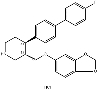 (3R,4S)-rel-3-[(1,3-Benzodioxol-5-yloxy)Methyl]-4-(4'-fluoro[1,1'-biphenyl]-4-yl)-piperidine Hydrochloride Struktur